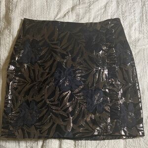 Camila Coelho Black and Brown Floral Mini Skirt size M